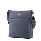 Large charcoal canvas crossbody bag by Troop London with adjustable strap and spacious interior for everyday use.