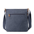 Large charcoal canvas crossbody bag by Troop London with adjustable strap and spacious interior for everyday carry.