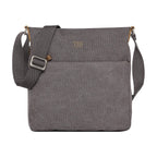Large charcoal canvas crossbody bag by Troop London with adjustable strap and spacious interior for everyday use.