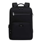 Black Troop London business expandable laptop backpack with multiple compartments and padded shoulder straps for comfort.