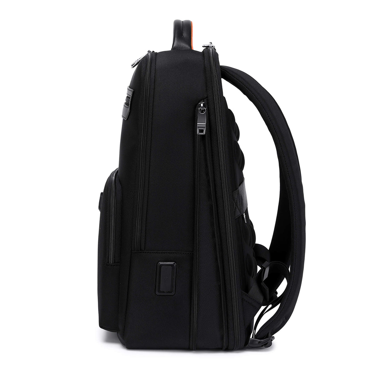 Black Troop London expandable business laptop backpack with multiple compartments and padded shoulder straps.