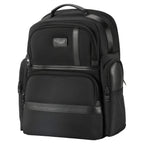 Large black Troop London business laptop backpack with multiple compartments and padded straps for comfortable carrying.
