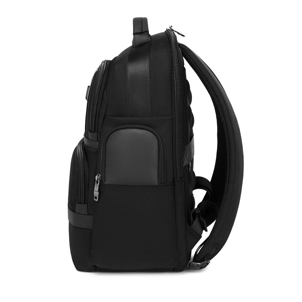 Large black Troop London business laptop backpack with padded compartments and sturdy straps, designed for professional use.