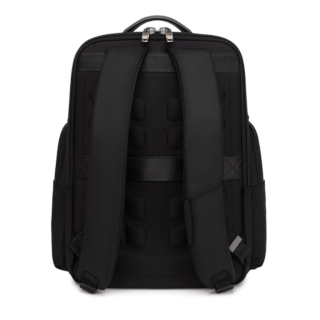 Large black Troop London business laptop backpack with padded compartments and sturdy handles for daily professional use.