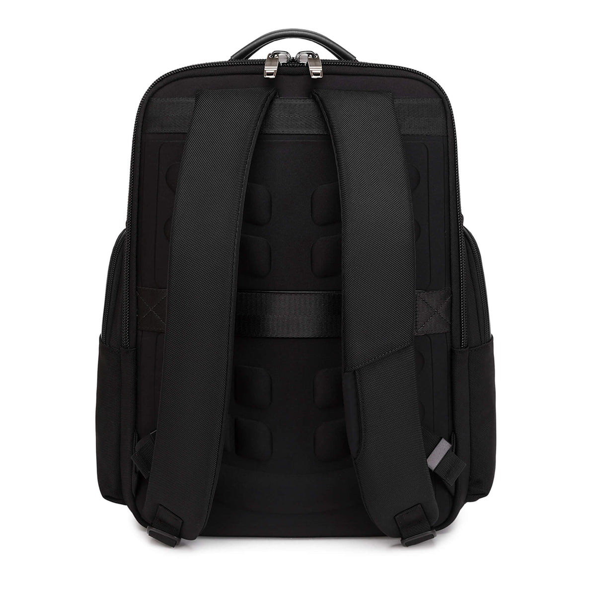 Large black Troop London business laptop backpack with padded compartments and sturdy handles for daily professional use.