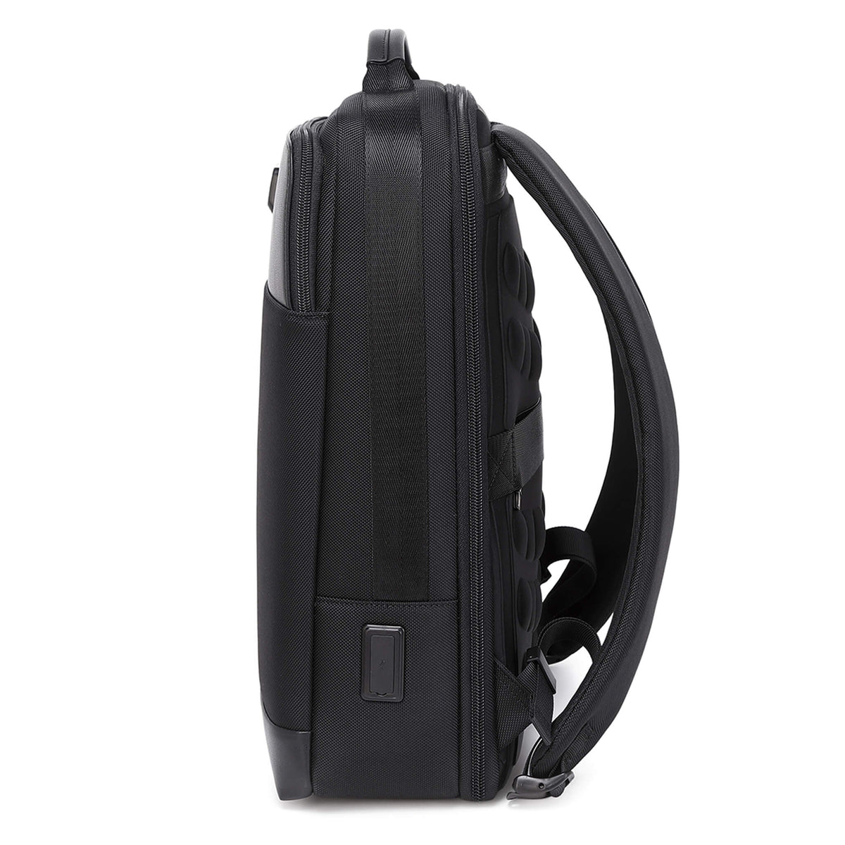 Black Troop London business laptop backpack with multiple compartments and padded straps for comfortable carrying.