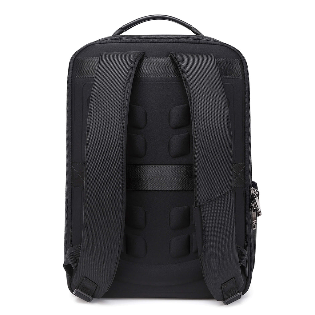 Black Troop London business laptop backpack with multiple compartments and padded straps for comfortable carrying.