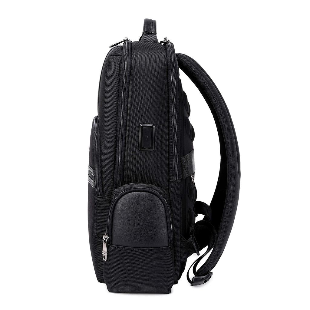 Black Troop London business laptop backpack with multiple compartments and padded straps for comfortable carrying.