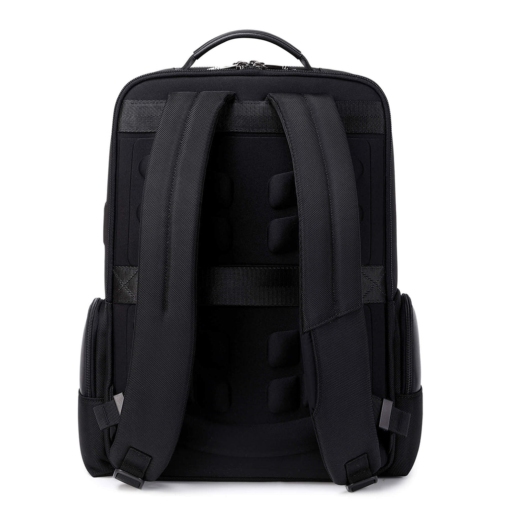 Black Troop London business laptop backpack with padded laptop compartment and multiple organizational pockets.