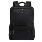 Black Troop London Business Slim Laptop Backpack with padded compartment and sleek design for professional use.