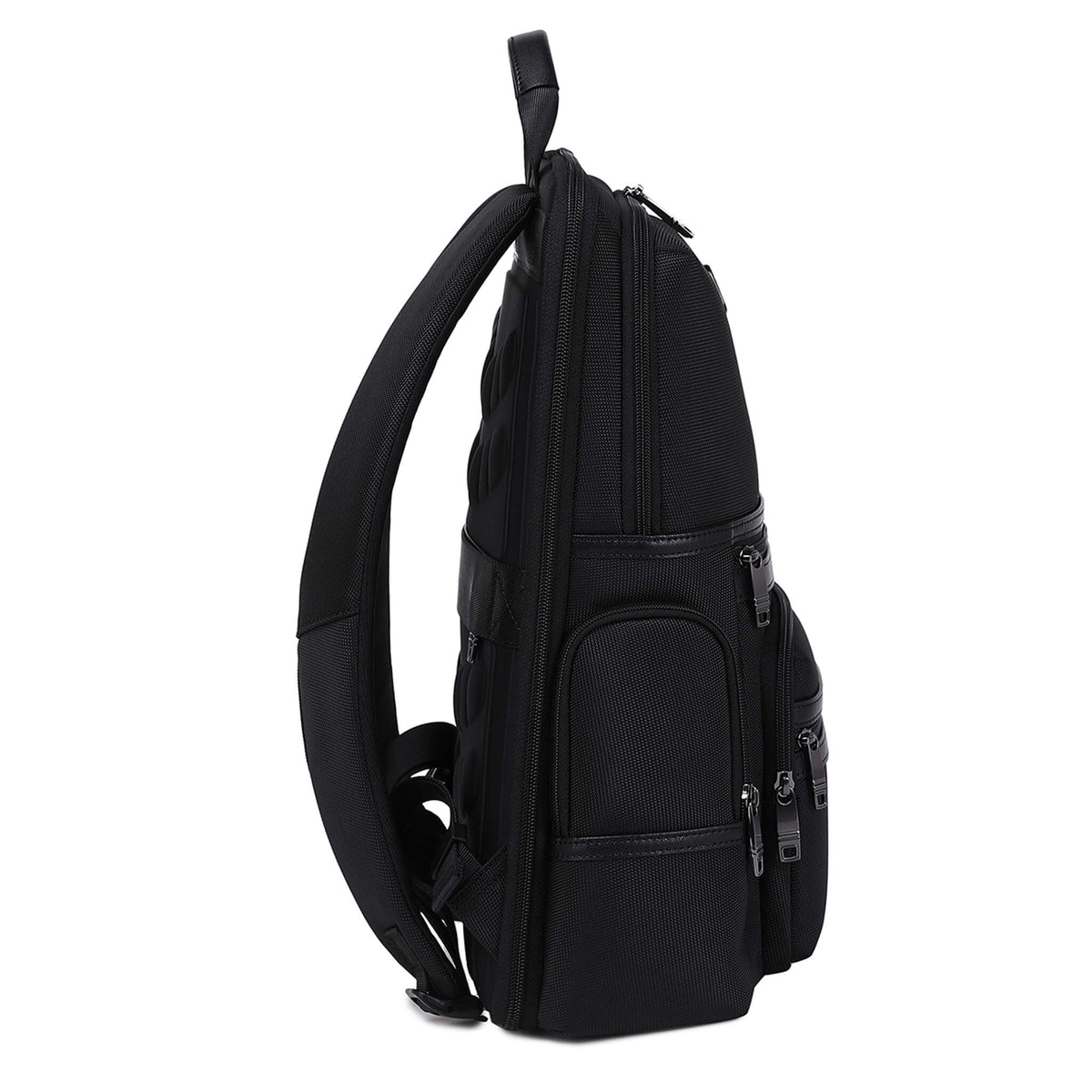 Black Troop London Business Slim Laptop Backpack with multiple compartments and padded laptop sleeve for daily commuting.