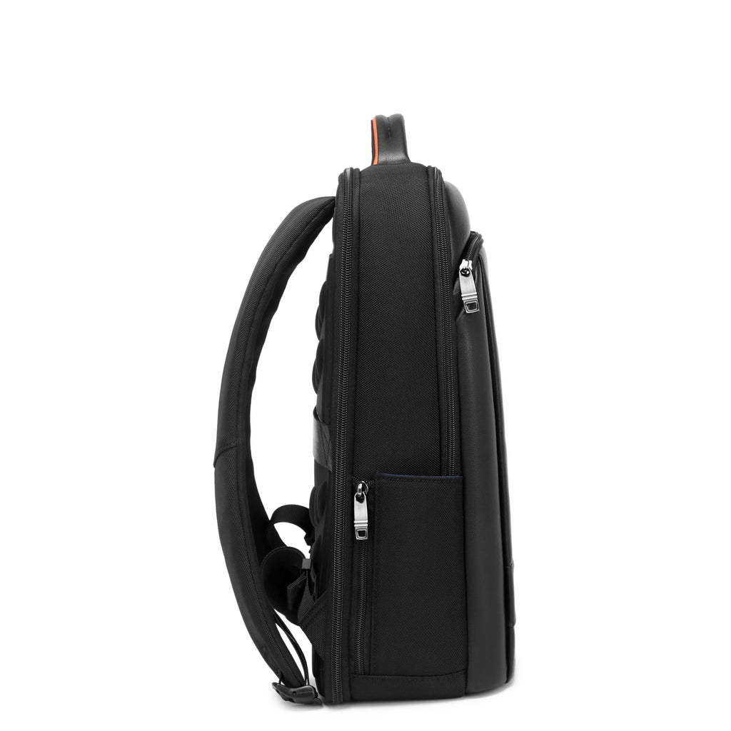 Black Troop London Business Slim Laptop Backpack with Tech Zone, designed for organization and sleek professional style.