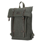Heritage Small Waxed Canvas Backpack by Troop London in black, featuring durable waxed canvas and adjustable straps.