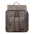 Troop London Heritage Waxed Canvas Laptop Backpack in camel color, featuring multiple compartments and durable design for everyday use.