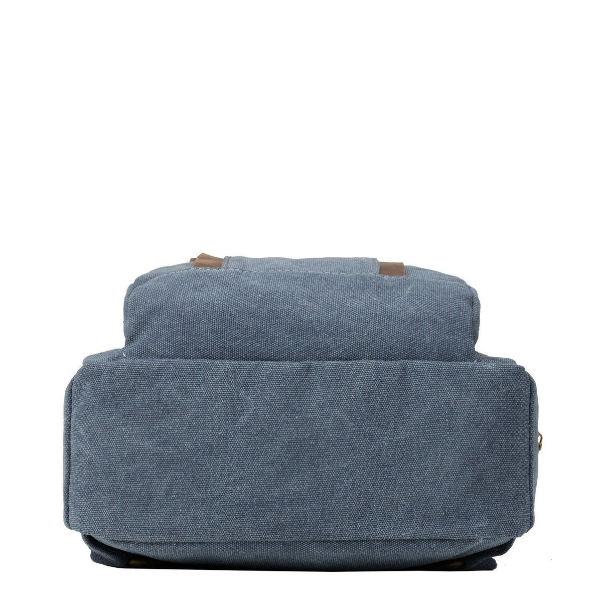Small charcoal canvas backpack by Troop London with a tablet sleeve and adjustable straps.