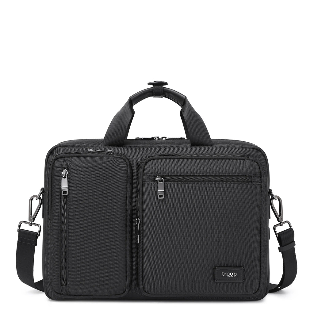 Black Troop London business laptop briefcase, stylish and professional briefcase for carrying laptops and documents.