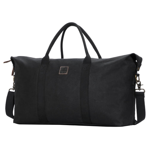 Large Troop London Heritage Waxed Canvas Holdall, black, durable and spacious for travel or everyday use.