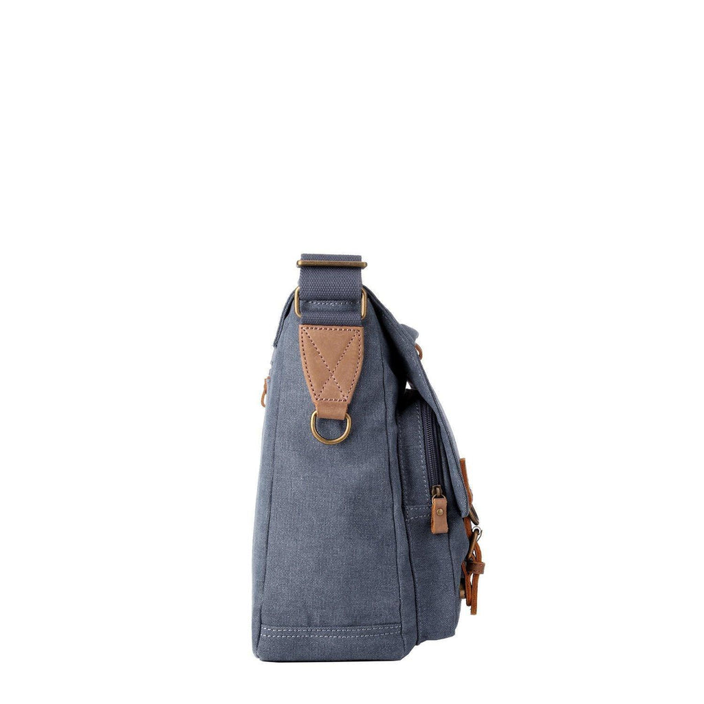Charcoal canvas Troop London messenger bag designed for laptops, featuring a durable and stylish carry solution.