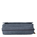 Charcoal classic canvas messenger bag by Troop London with adjustable strap and front flap for versatile, stylish carrying.