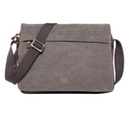 Charcoal Troop London Classic Canvas Messenger Bag with adjustable strap and front flap closure.