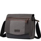 Grey Urban Canvas Messenger Bag by Troop London, featuring a durable strap and spacious interior for everyday use.