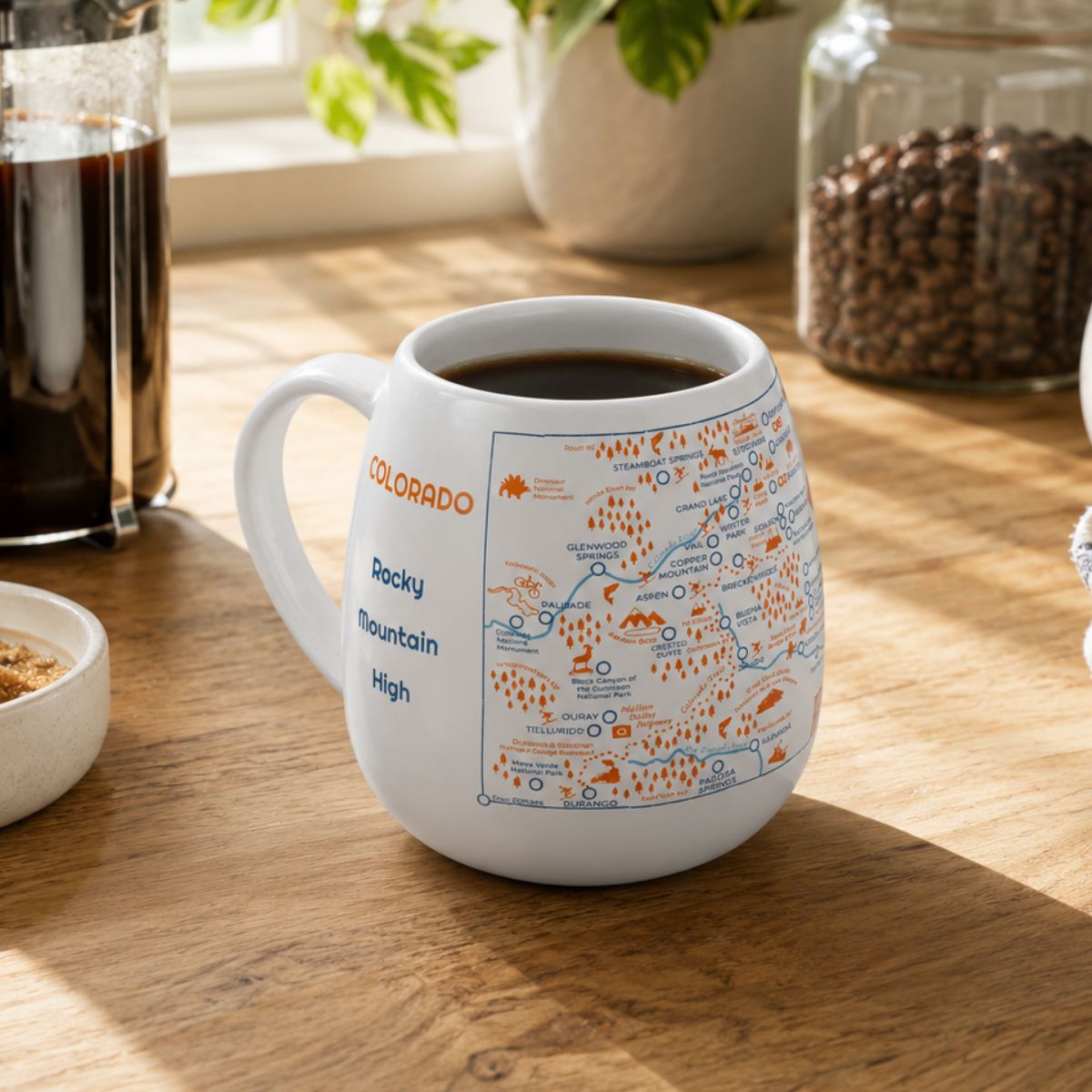 Colorado Map Color In Travel Mug