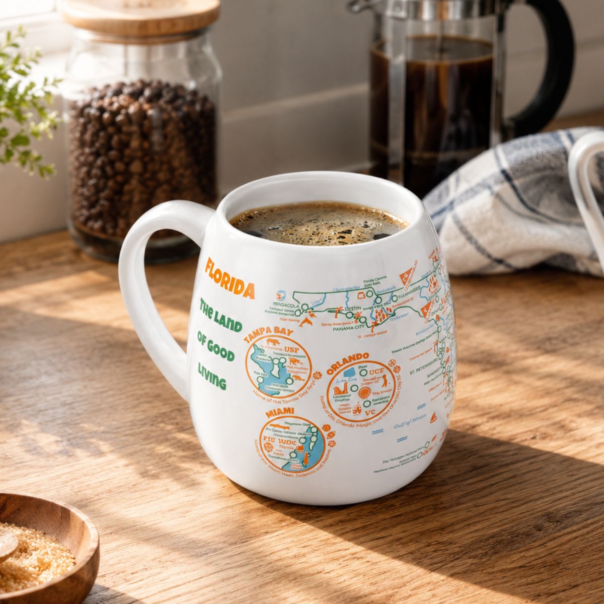 Florida Map Color In Travel Mug
