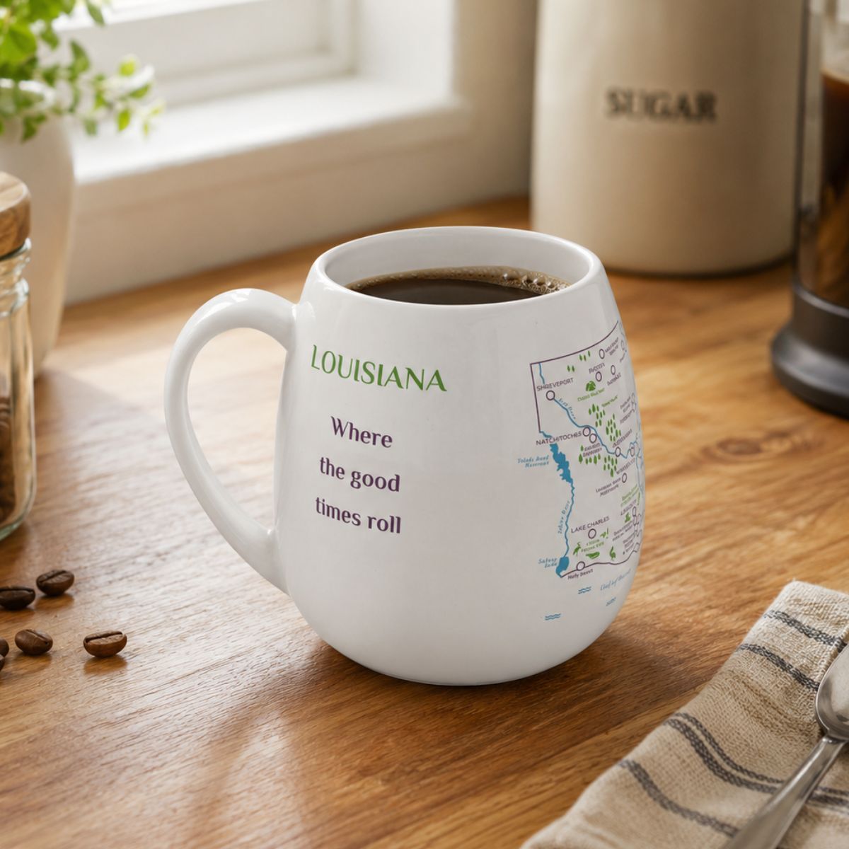 Louisiana Map Color In Travel Mug