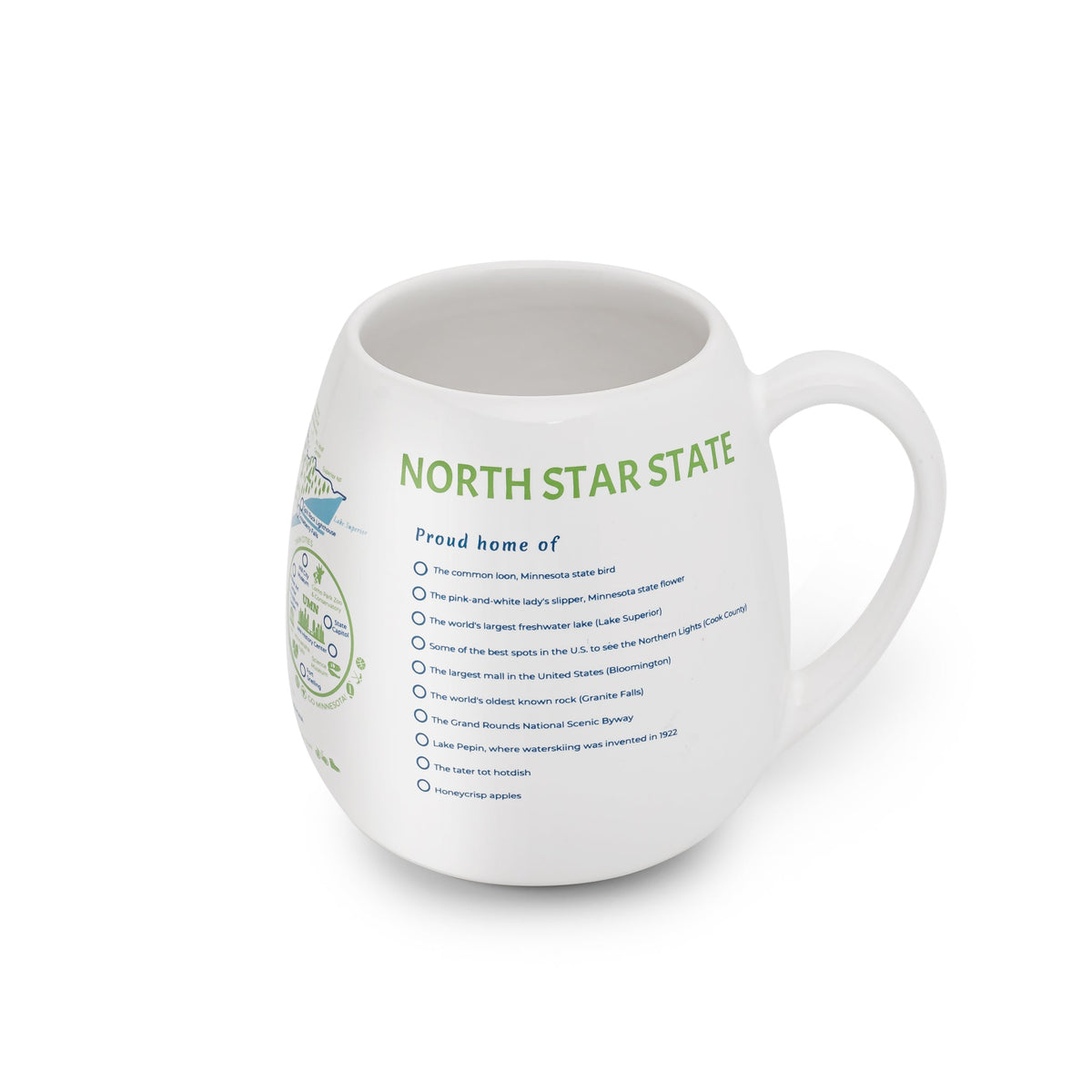 Trouvaille Minnesota map color-in travel mug featuring a detailed, customizable Minnesota state outline in vibrant colors.