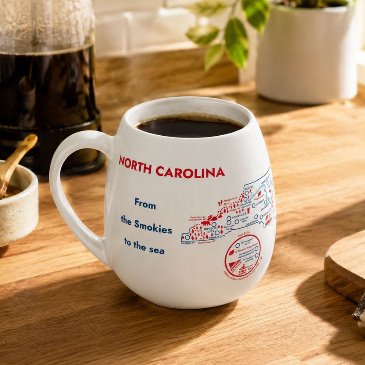 North Carolina Map Color In Travel Mug