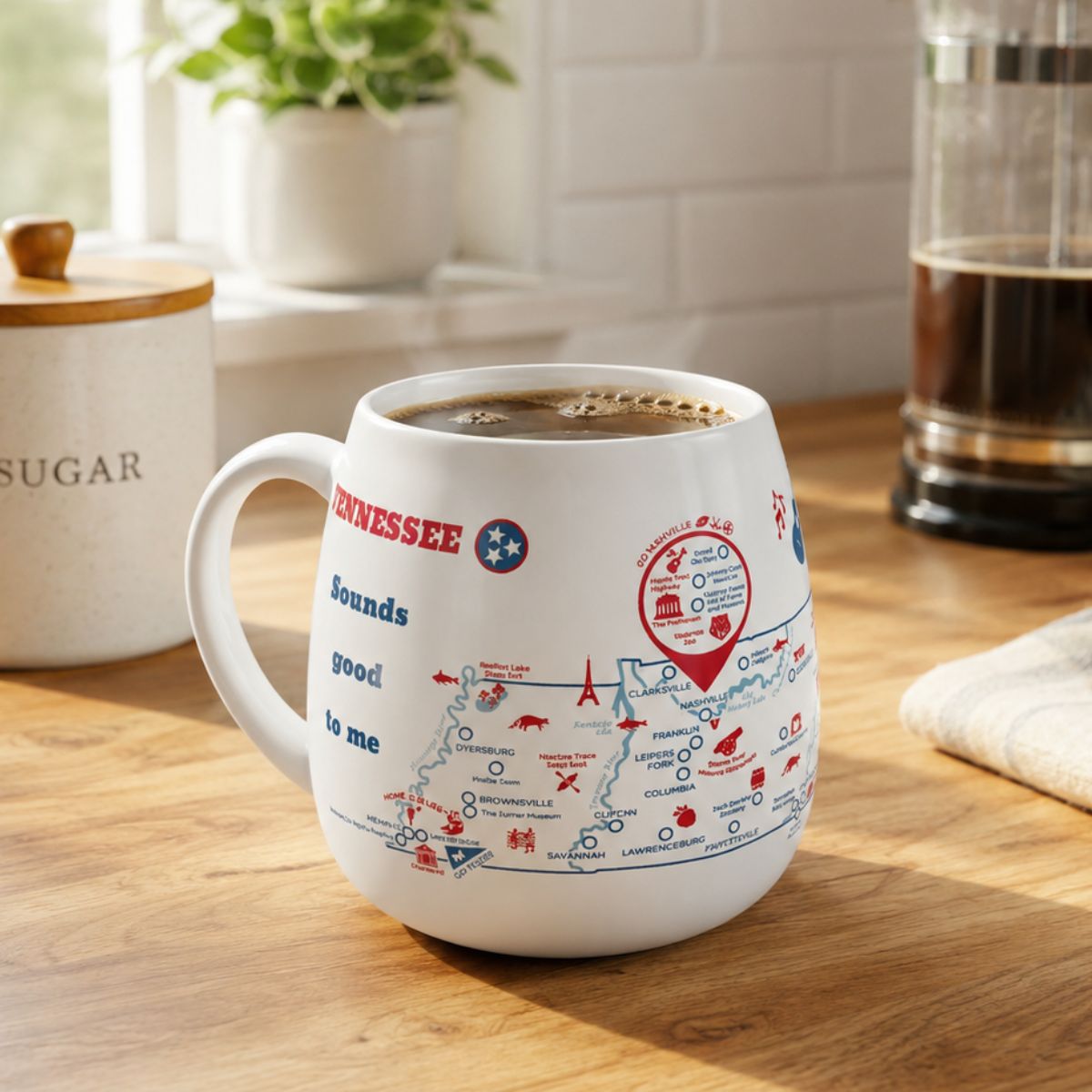 Tennessee Map Color In Travel Mug