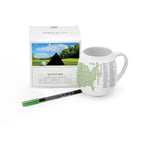 Trouvaille US Golf Courses color-in mug featuring a detailed golf course design on a white ceramic mug.