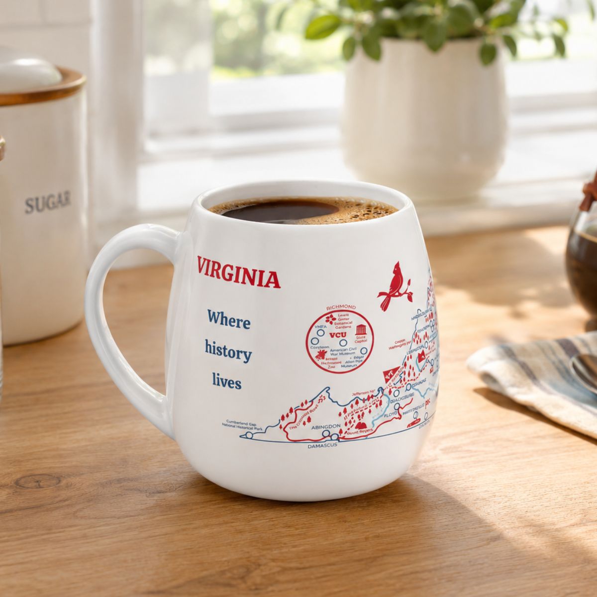 Virginia Map Color In Travel Mug