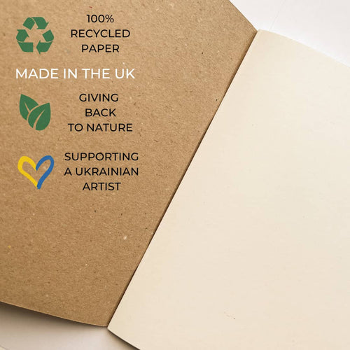 100% Recycled Paper Notebook with Illustrated Cover
