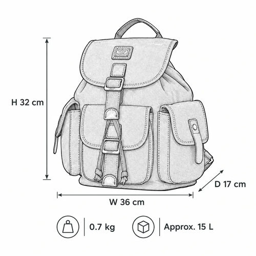 Illustration of Troop London Classic Canvas Drawstring Backpack showing its design and structure.