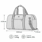 Illustration of Troop London Canvas Travel Duffel Bag 30L, a durable black travel luggage holdall with adjustable straps.