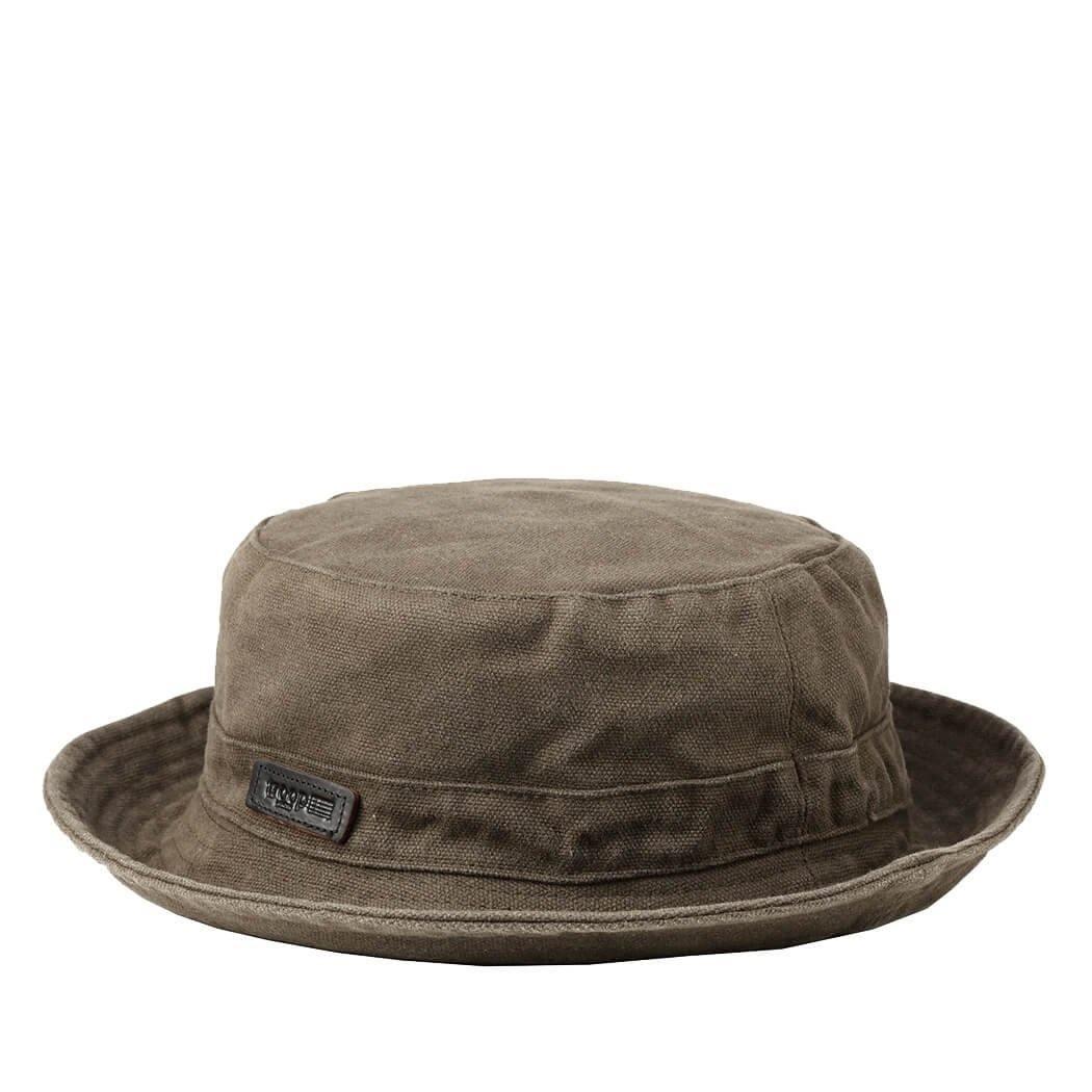 Olive waxed fisherman hat by Troop London featuring a wide brim and classic outdoor style.