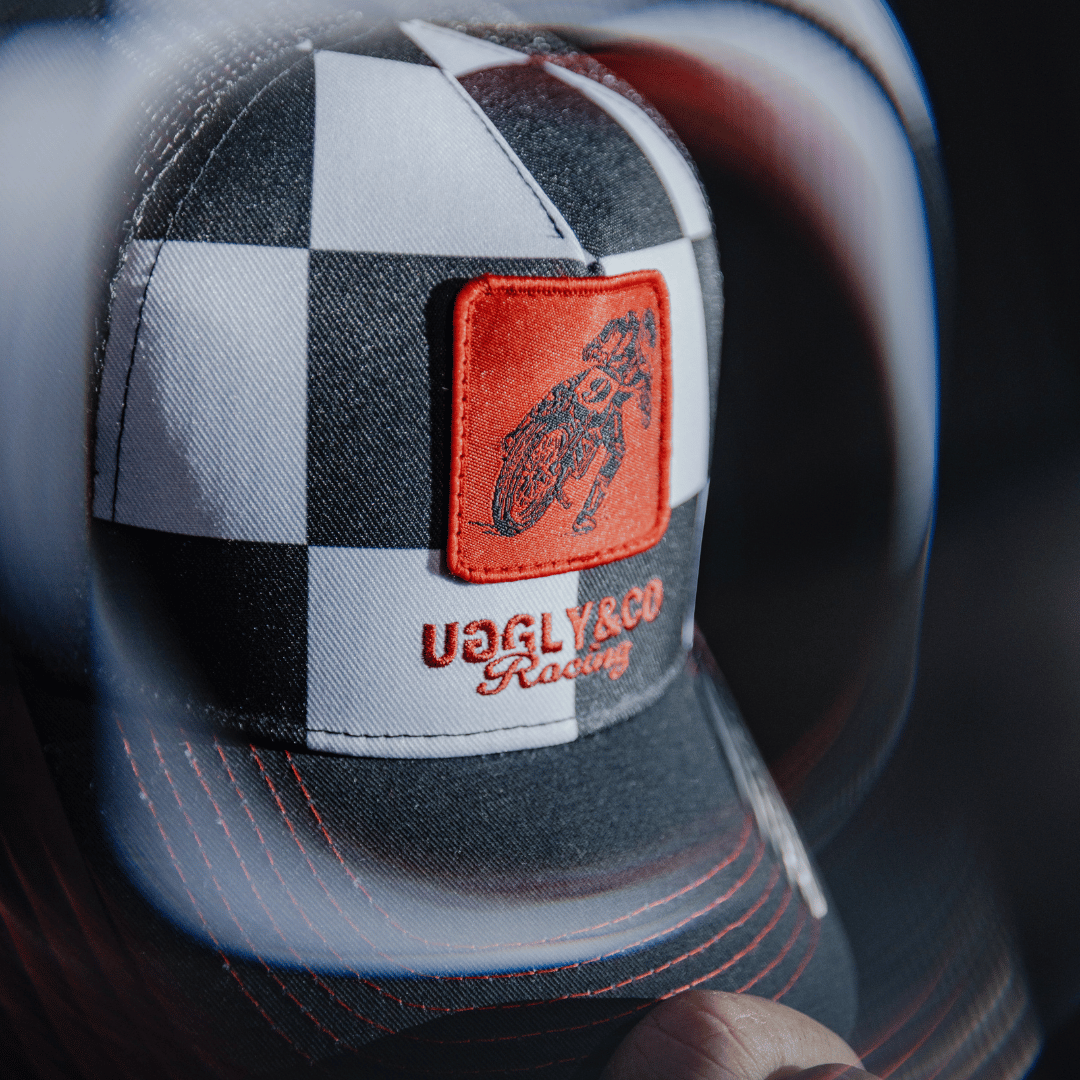 Chequered Flat Track Trucker Hat