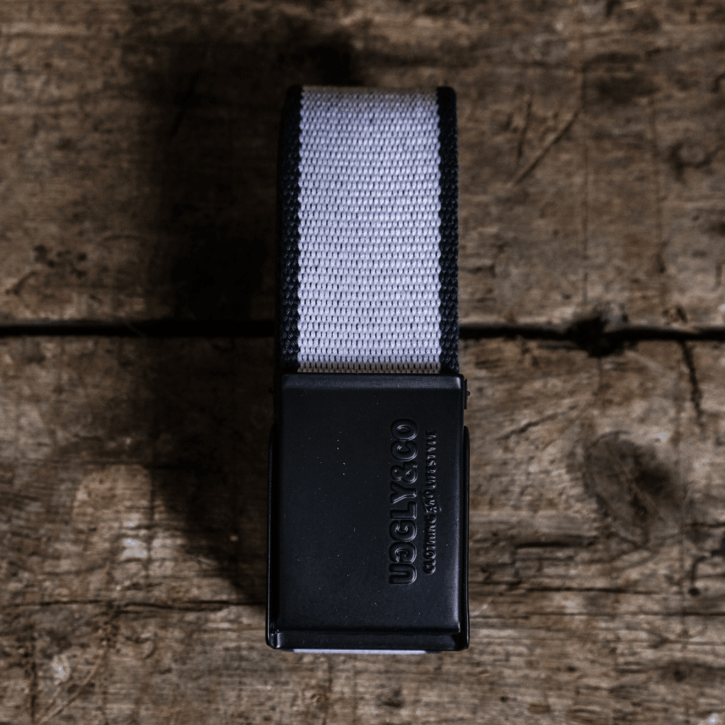 Blue canvas utility belt from Uggly and Co, casual accessories with adjustable fit, perfect for everyday wear.