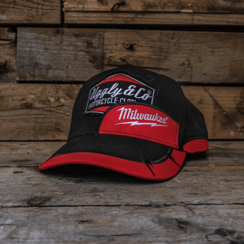 Milwaukee Tools diamond trucker hat by Uggly and Co featuring a baseball cap design with Milwaukee logo and mesh back.