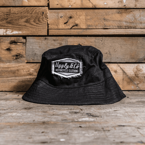 Black Diamond Bucket Hat by Uggly and Co, showing a stylish black bucket hat with a wide brim and casual design.