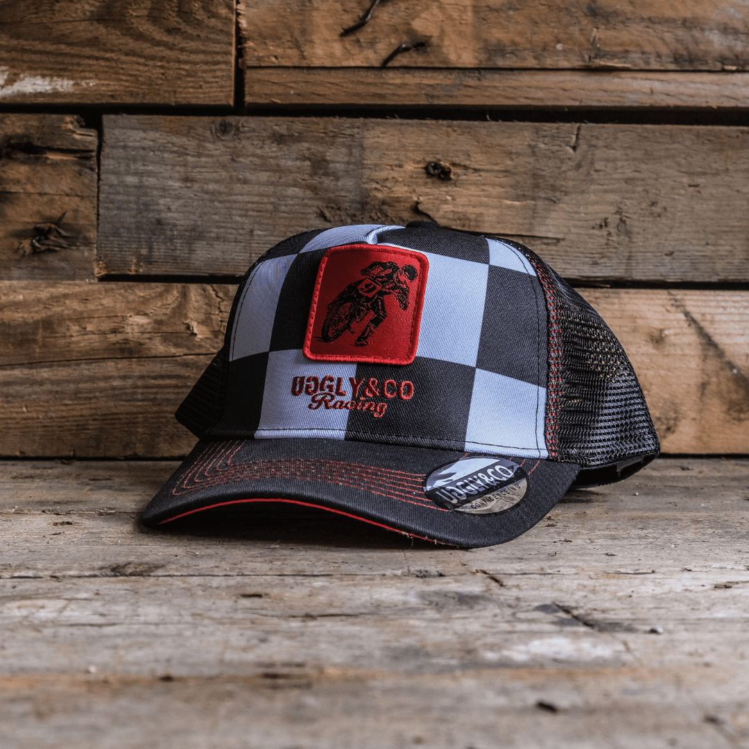 Chequered Flat Track Trucker Hat