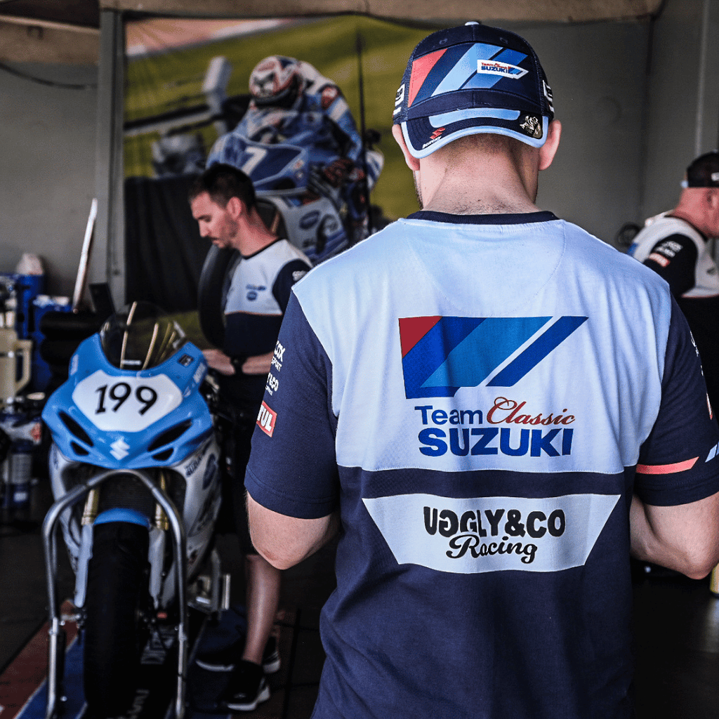 Uggly and Co Team Classic Suzuki Trucker Cap featuring a structured trucker hat design with logo embroidery on the front.