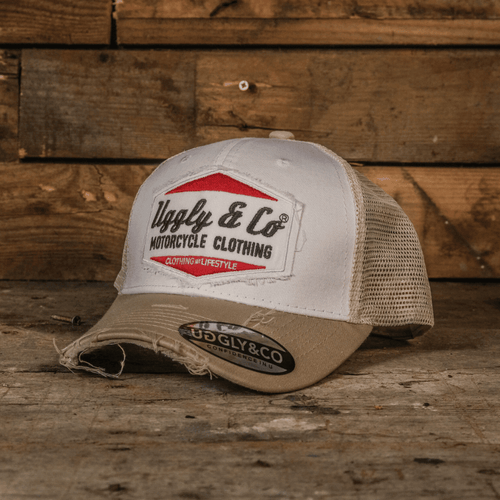 Uggly and Co The 'Original' Diamond Trucker Hat, stylish black trucker cap with diamond logo, adjustable mesh back and curved brim