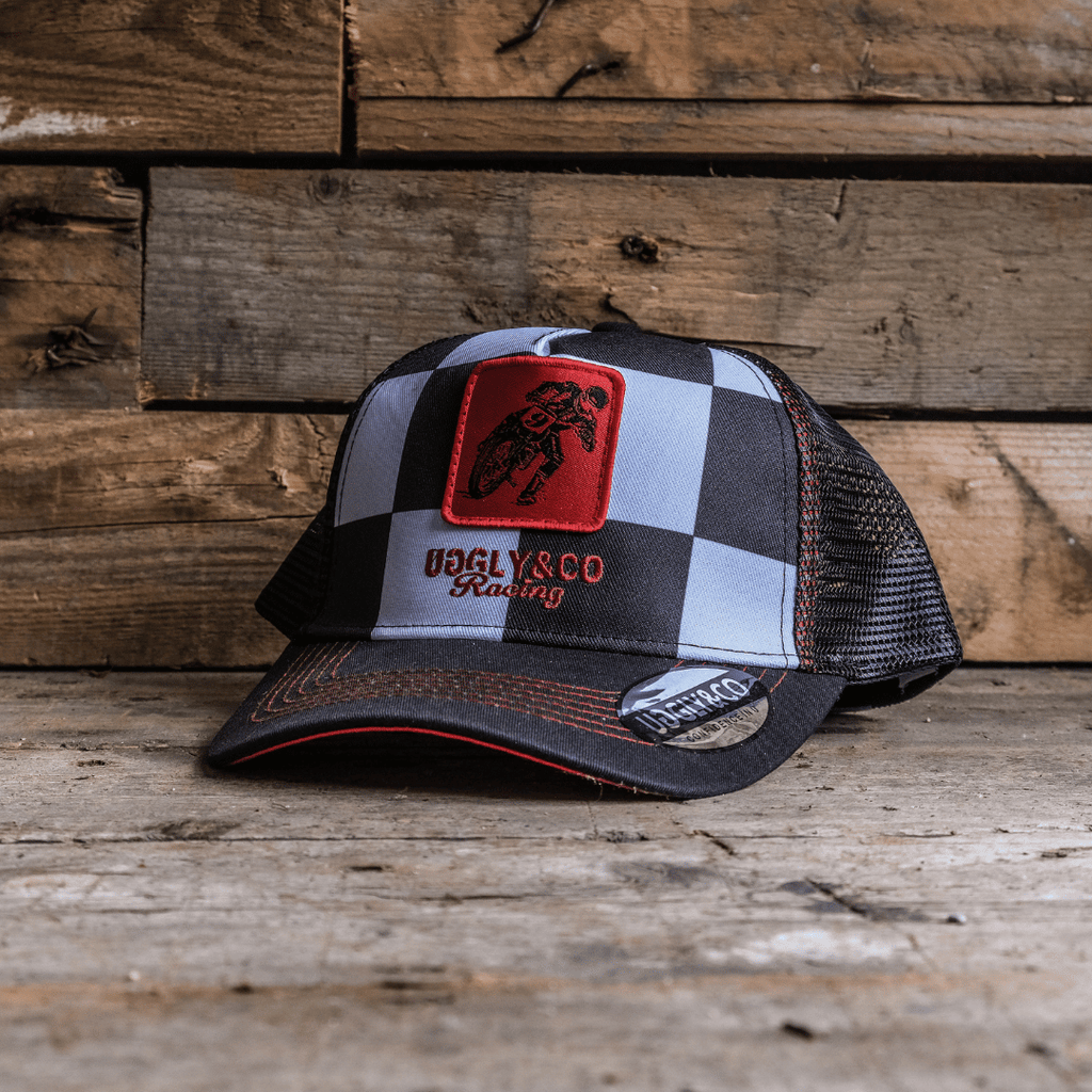 Chequered Flat Track Trucker Hat