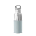 HYDY 16 oz vacuum insulated water bottle with white marble design, durable stainless steel, and leak-proof lid.
