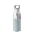 HYDY 16 oz vacuum insulated water bottle with white marble design, durable stainless steel, and leak-proof lid.