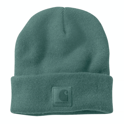 Carhartt 101070 Label Watch Beanie Hat, warm knit headwear by Workwear Nation Ltd with branded label detail