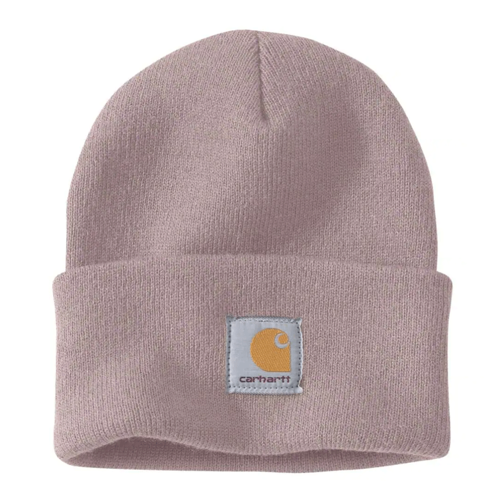 Black and white Carhartt A18 Watch knitted cuff beanie hat by Workwear Nation Ltd, showing cozy, knitted fabric and cuff design.