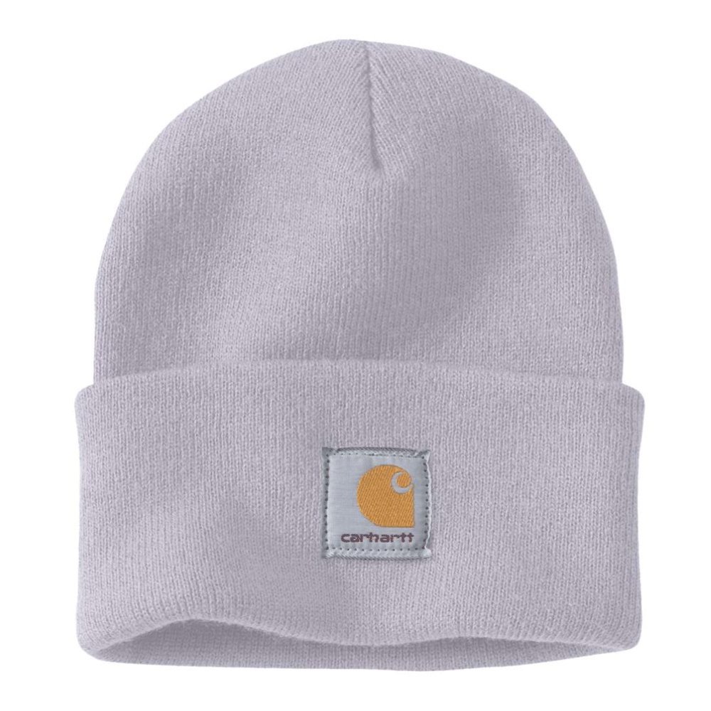 Black and white Carhartt A18 Watch knitted cuff beanie hat by Workwear Nation Ltd, featuring a warm, snug design with a branded logo.